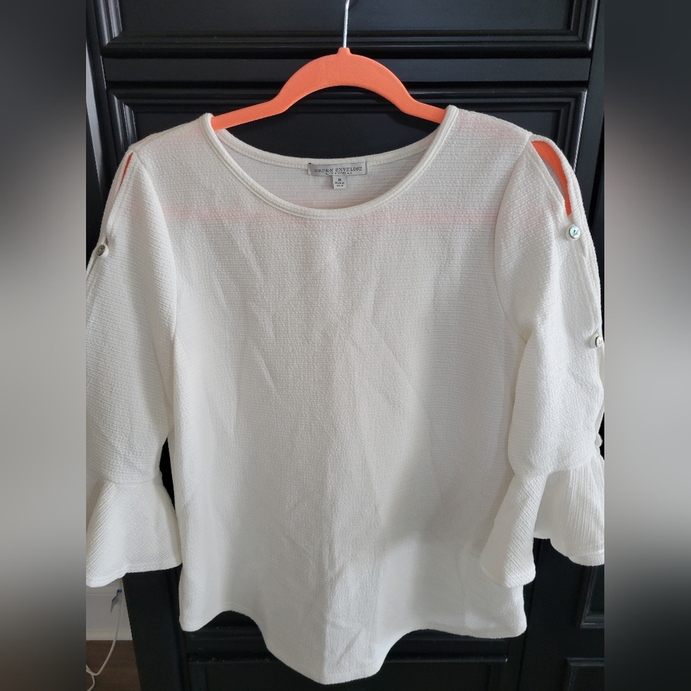 Women's White Blouse with Button Detail